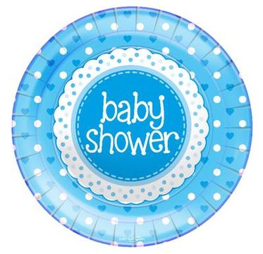 Baby Shower Blue 9inch/23cm Plates 8pcs - Partyware